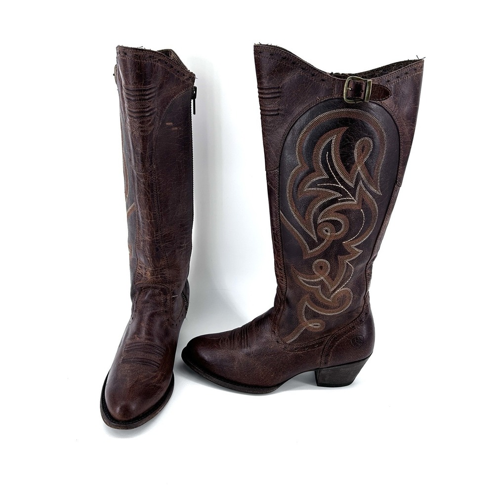 Cowgirl Festival Boots Womens 7.5 Tall Leather Embroidered Western Concert Rodeo - Picture 3 of 16